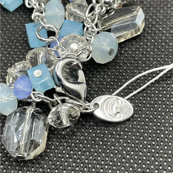 Charming Charlie Clear and Blue Bead Silver Chain Bracelet. NWOT - Picture 5 of 5